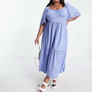ASOS Curve Blue and White Ruffled Tiered Maxi Dress